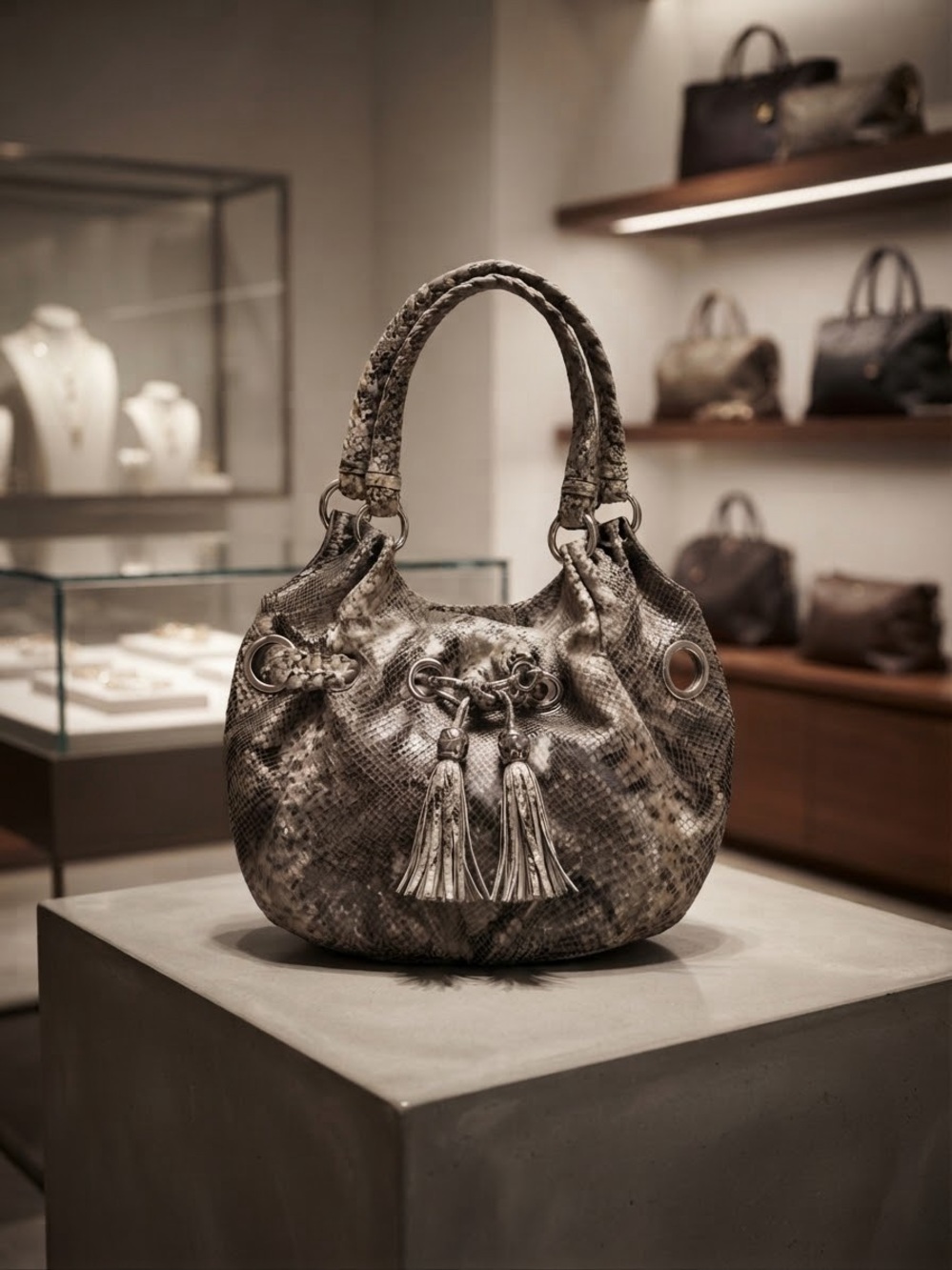 Michael Kors Camden snakeskin-print hobo shoulder bag